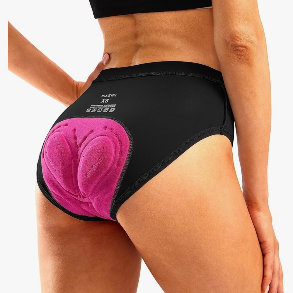 Women's Black Bike Shorts with Pink Accents
